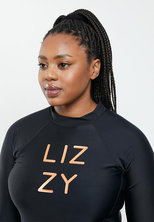 Lizzy - Plus nettal long sleeve rashie - black