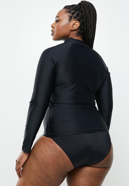 Lizzy - Plus nettal long sleeve rashie - black