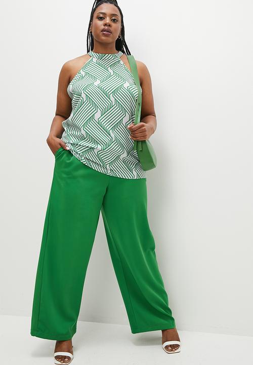 Superbalist - Halter neck shell - green optical geo print