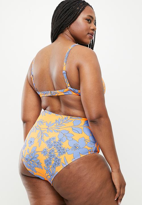 Me&B - Plus digital printed bikini set - orange & blue 