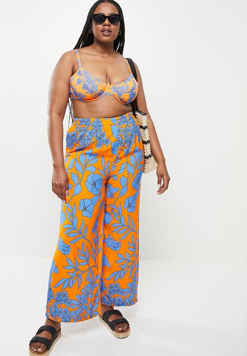 Me&B - Plus digital printed bikini set - orange & blue 