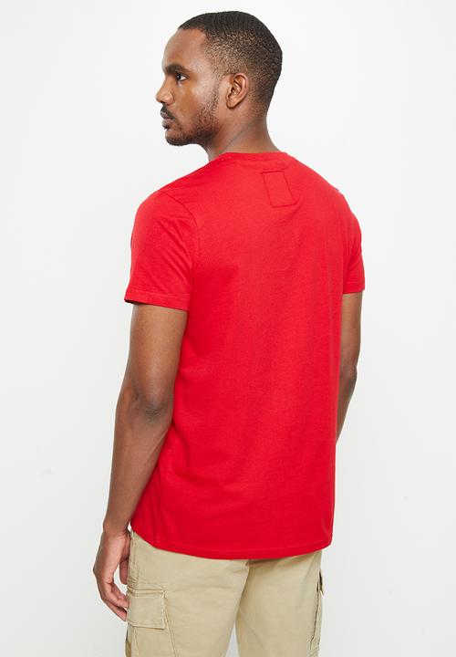 Aca Joe - Aca joe towelling applique lhw chest & printed rib crew tee - high risk red