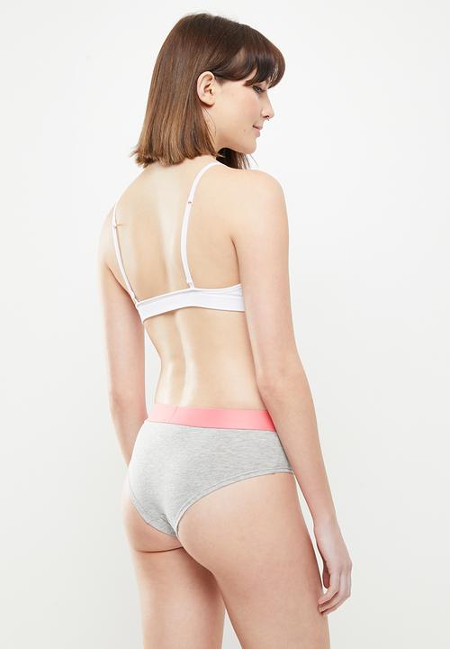 Superdry. - Large logo hipster brief - grey & pink