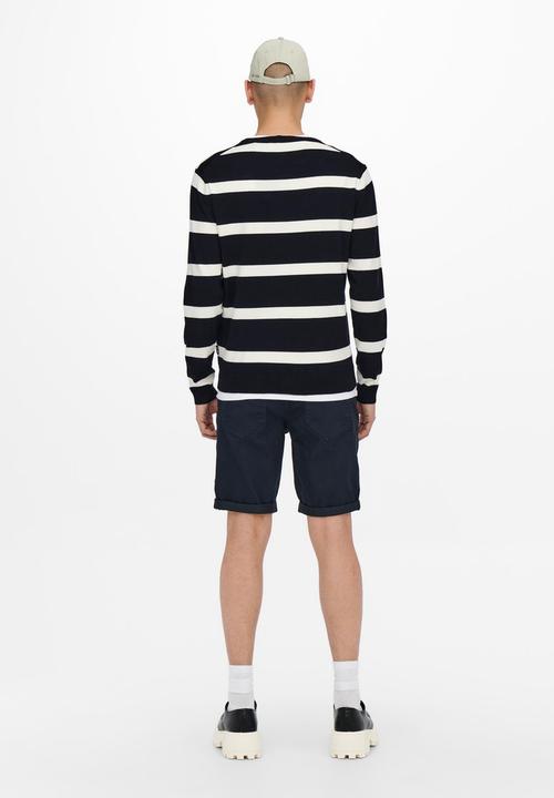 Only & Sons - Onswyler life long sleeve stripe crew - navy
