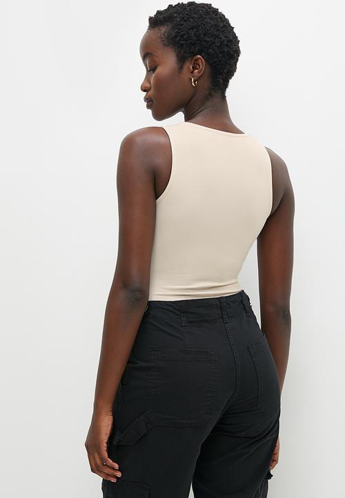 Superbalist - 2 Pack crew neck cutaway bodysuit - mocha & stone