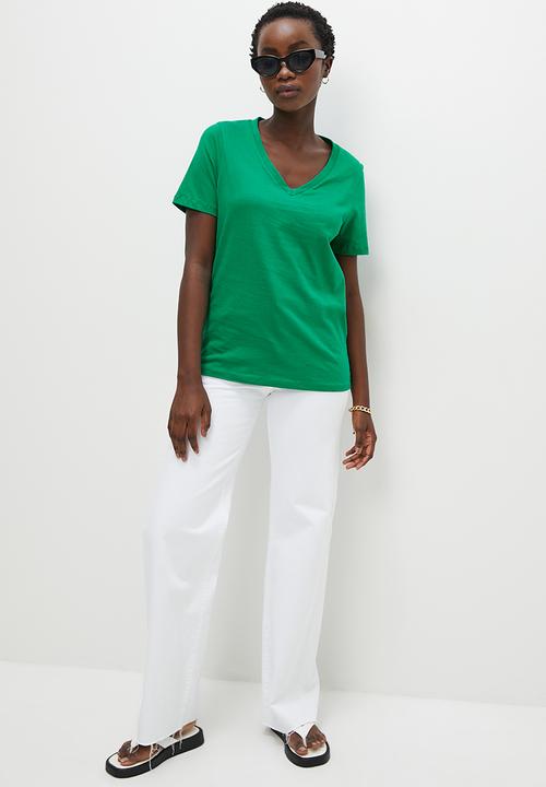 Superbalist - Relaxed basic v neck - green