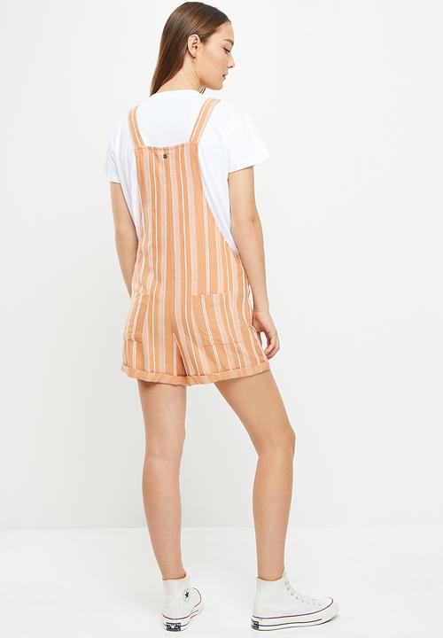 Roxy - Silver sky stripe playsuit - toasted nut bico stripe