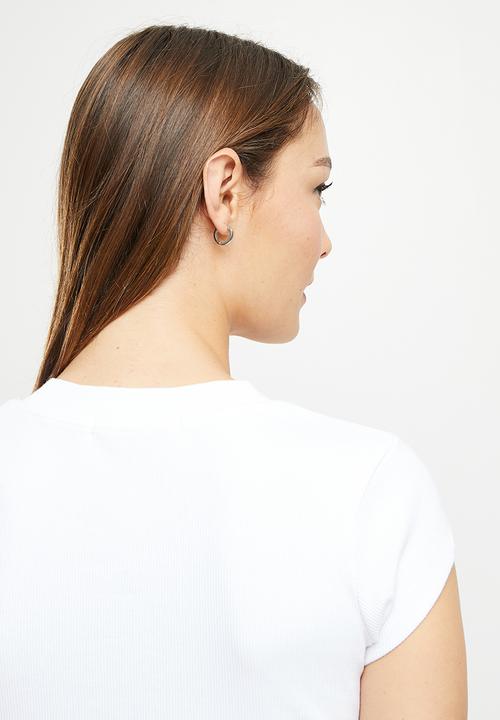 Calvin Klein - Ck rib cropped slim tee - bright white
