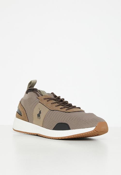 POLO - Side flash knit sneaker - brown.