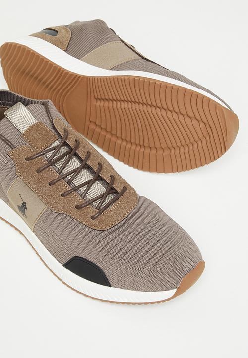 POLO - Side flash knit sneaker - brown.