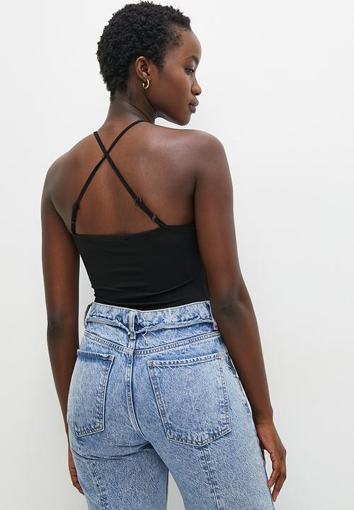 Superbalist - Cross front halter bodysuit - black
