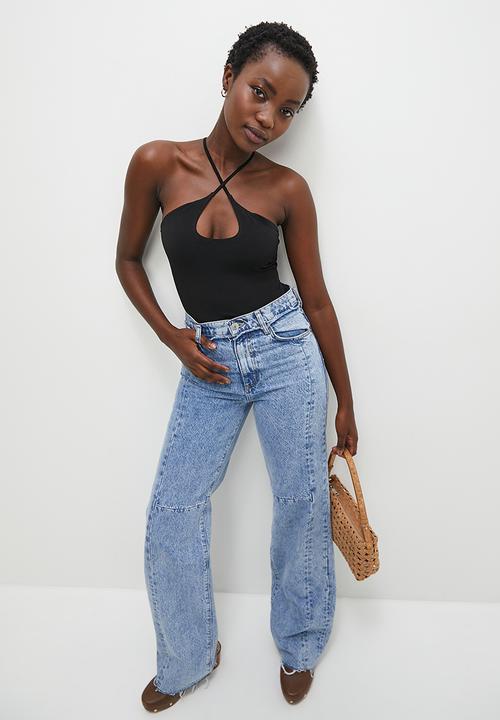Superbalist - Cross front halter bodysuit - black