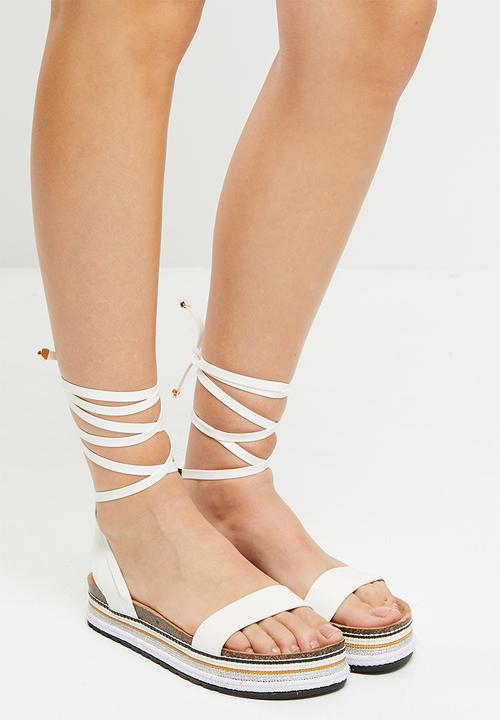 Miss Black - Prima2 flatform espadrille sandal - white