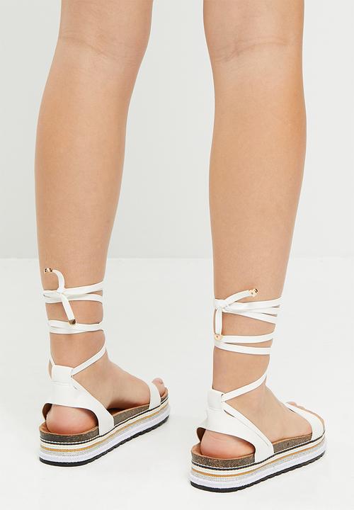 Miss Black - Prima2 flatform espadrille sandal - white
