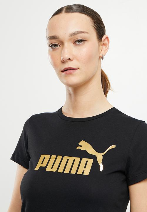 PUMA - Ess+ metallic logo tee w - puma black-gold foil