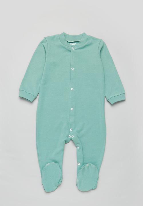 Pop Candy - 2 Pack printed sleepsuit - white & sage