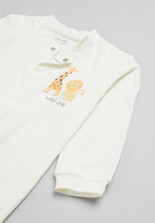 Pop Candy - 2 Pack printed sleepsuit - white & sage