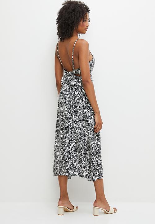 MILLA - Cami cut out empire dress - black & white 