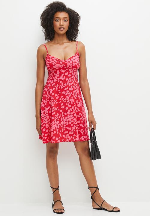 MILLA - Cami circle mini dress - pink & red
