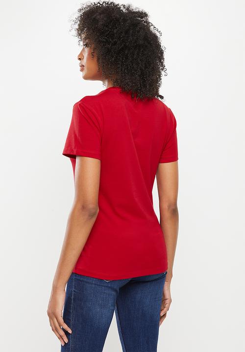 POLO - Kelly basic short sleeve essential v-neck stretch T-shirt - red