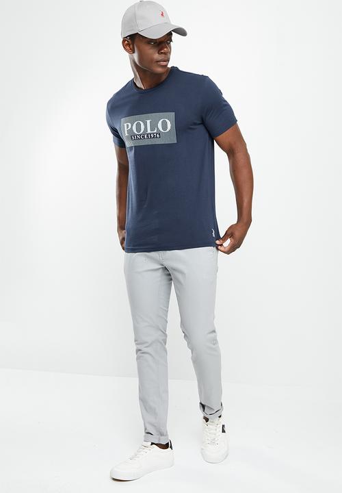 POLO - Men print flock tee - navy