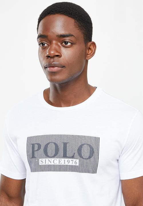 POLO - Men print flock tee - white