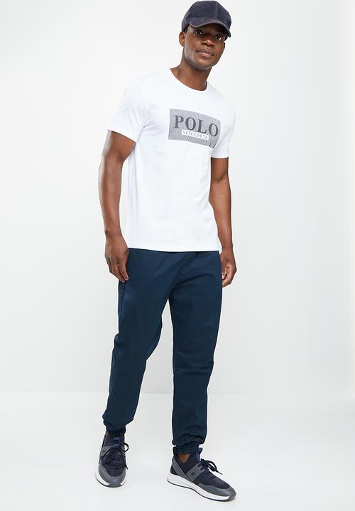 POLO - Men print flock tee - white