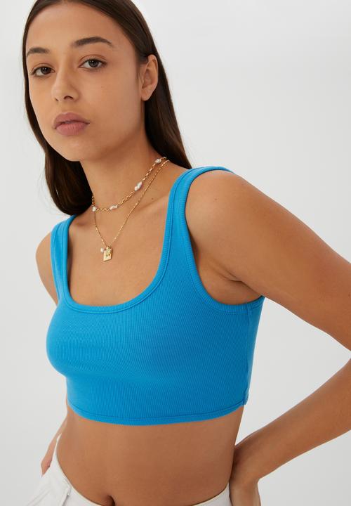 Cotton On - The organic rib micro tank - bright blue