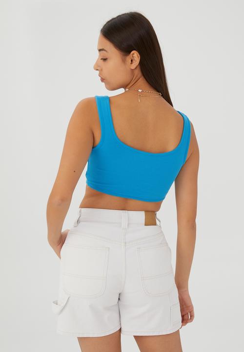 Cotton On - The organic rib micro tank - bright blue