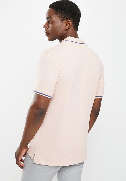 POLO - Men tipped pique short sleeve golfer - pink