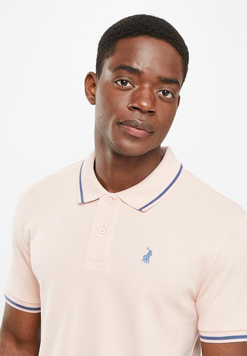 POLO - Men tipped pique short sleeve golfer - pink
