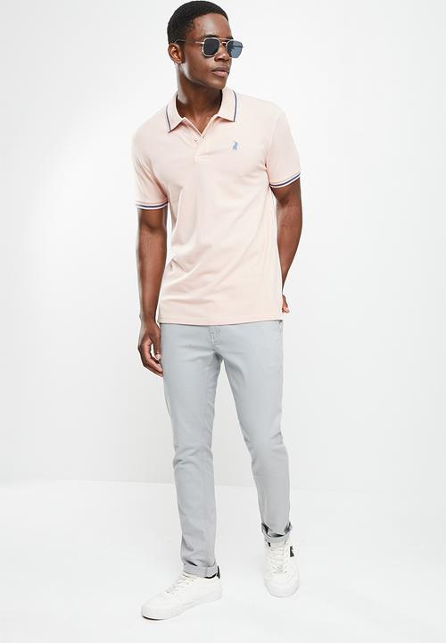 POLO - Men tipped pique short sleeve golfer - pink