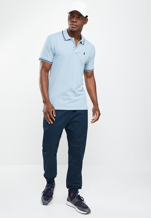 POLO - Men tipped pique short sleeve golfer - blue