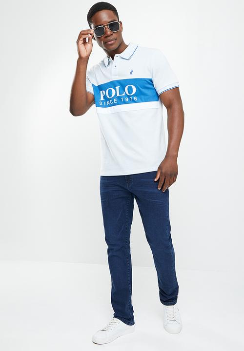 POLO - Men colour blocked logo golfer - blue