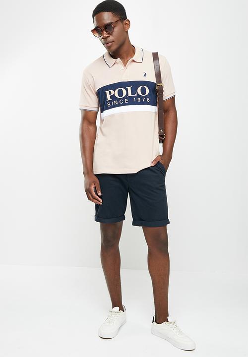 POLO - Men colour blocked logo golfer - pink
