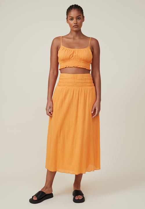 Cotton On - Sienna shirred maxi skirt - soft orange