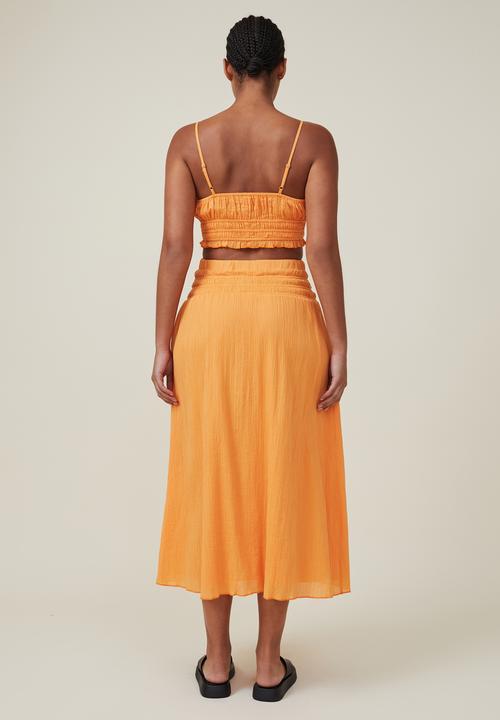Cotton On - Sienna shirred maxi skirt - soft orange