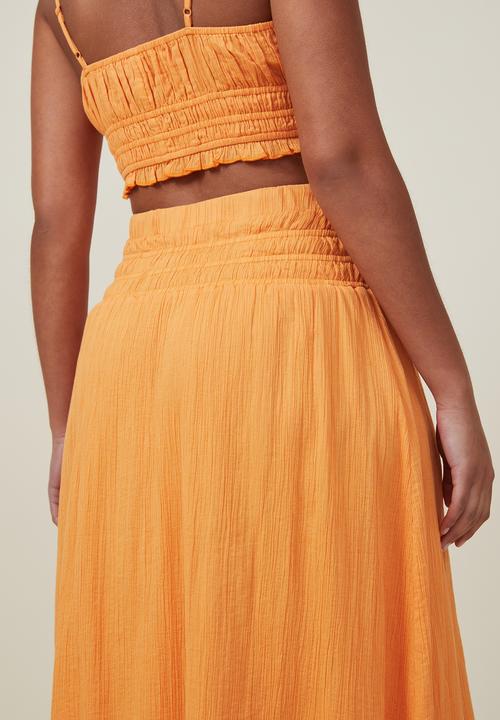 Cotton On - Sienna shirred maxi skirt - soft orange