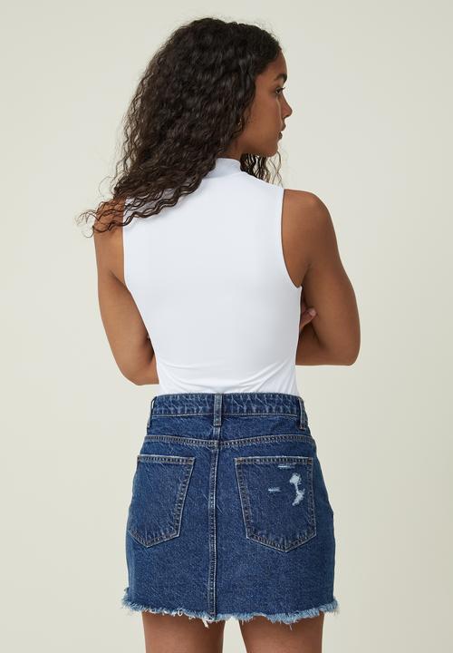 Cotton On - Sculpted mock neck sleeveless bodysuit - white