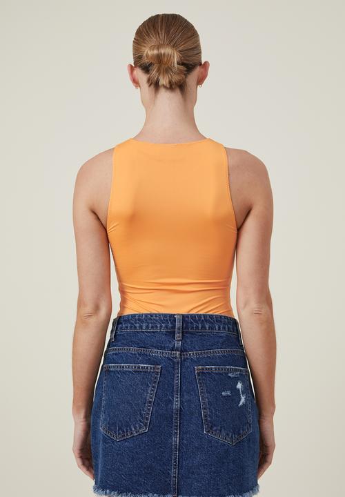 Cotton On - Sculpted high neck bodysuit - soft orange