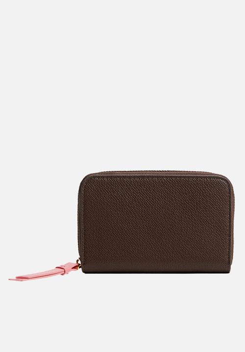 MANGO - Saffiano-effect wallet - chocolate