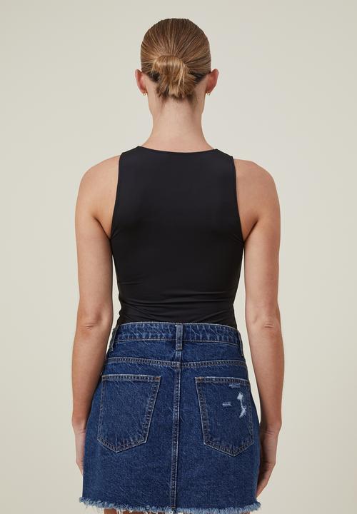 Cotton On - Sculpted high neck bodysuit - black