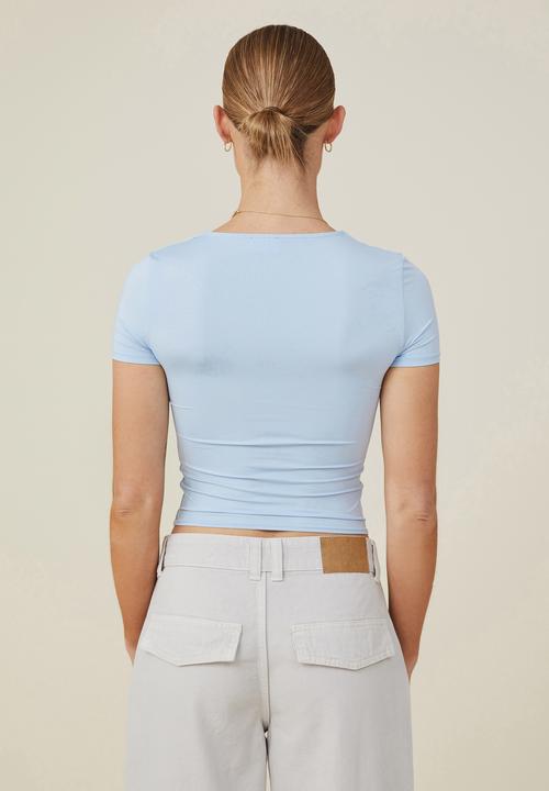 Cotton On - Sculpted crew neck tee - seaside blue