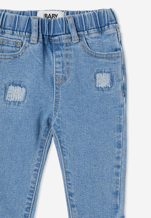 Cotton On - Baby balloon distress denim jean - byron mid blue