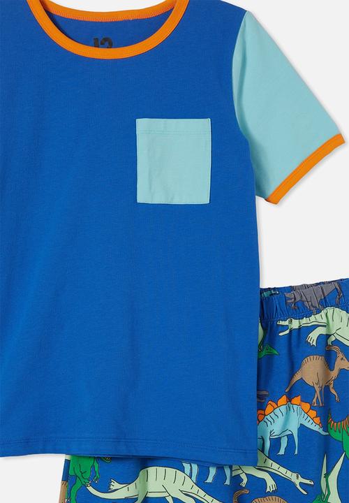 Cotton On - Felipe short sleeve pyjama set - blue punch/dino roar