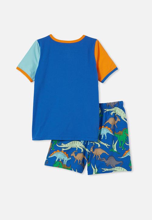 Cotton On - Felipe short sleeve pyjama set - blue punch/dino roar