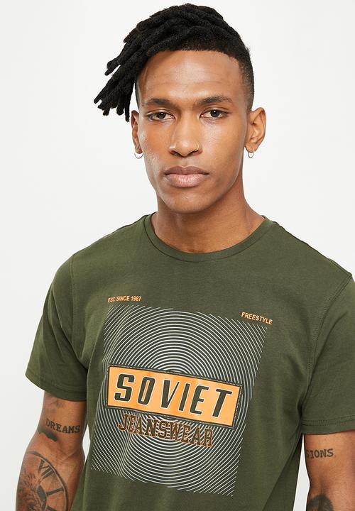 SOVIET - M maceo short sleeve logo tee - olive