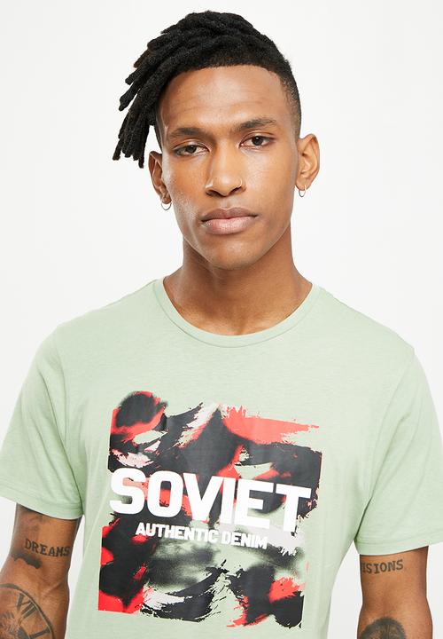 SOVIET - M brenner short sleeve logo tee - d sage