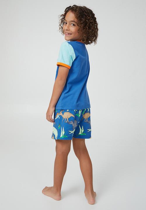 Cotton On - Felix short sleeve pyjama set - blue punch/dino roarrr