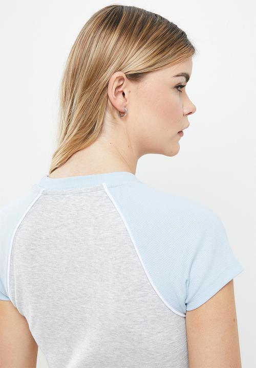 Cotton On - Alana raglan short sleeve tee - light grey marle & seaside blue